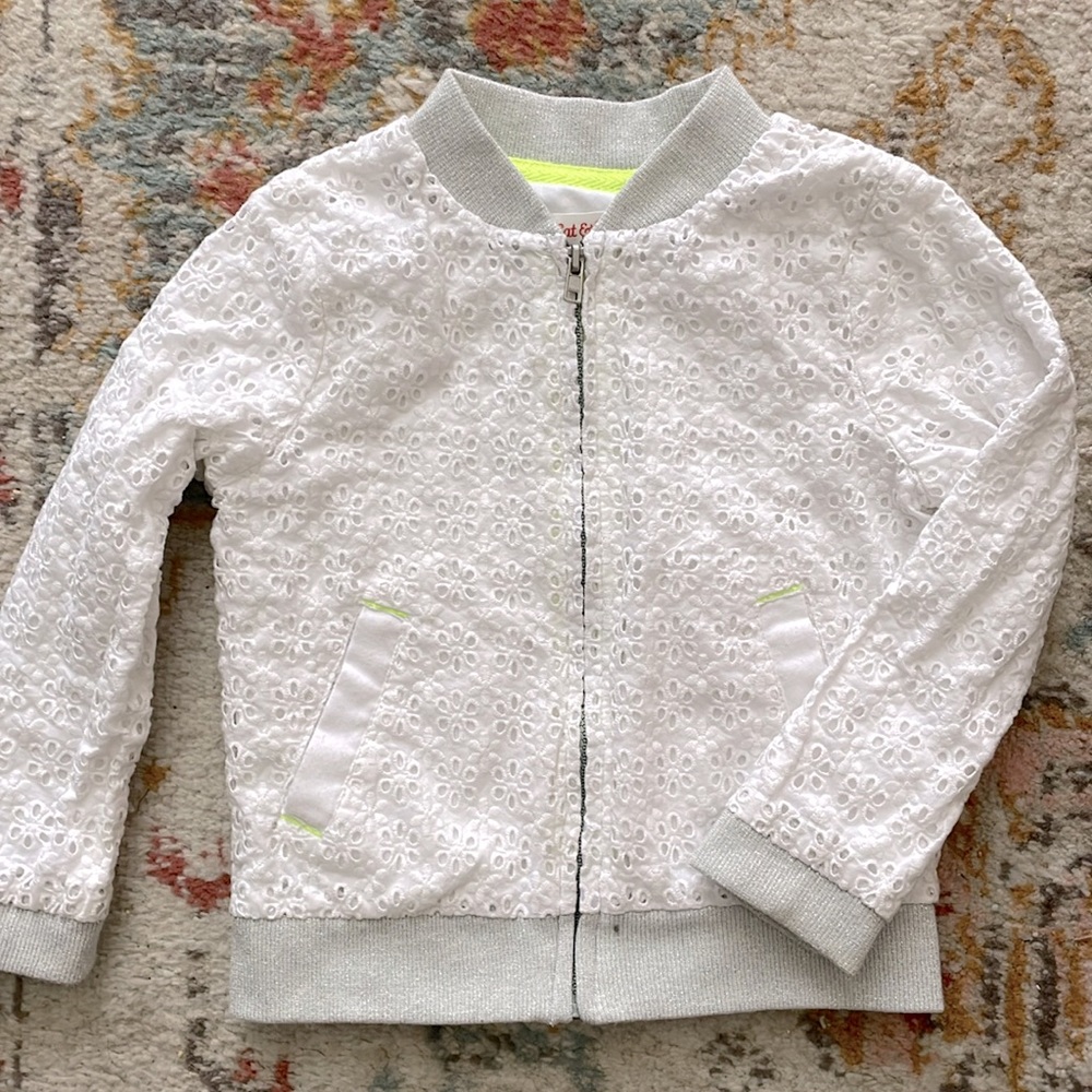 Toddler 3T Cat and Jack Eyelet Spring Easter Jacket White